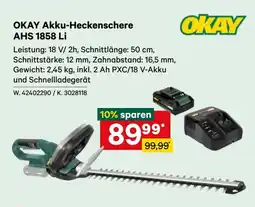 Lagerhaus OKAY Akku-Heckenschere AHS 1858 Li Angebot