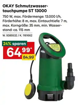 Lagerhaus OKAY Schmutzwassertauchpumpe ST 13000 Angebot