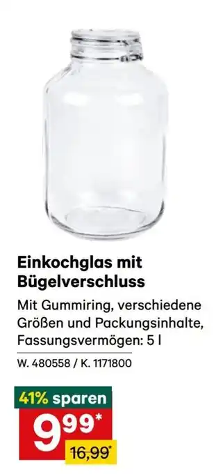 Lagerhaus Einkochglas mit Bügelverschluss Angebot