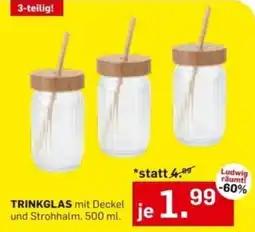Möbel Ludwig TRINKGLAS mit Deckel und Strohhalm Angebot