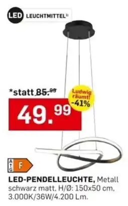 Möbel Ludwig LED-PENDELEUCHTE, Metall schwarz matt Angebot