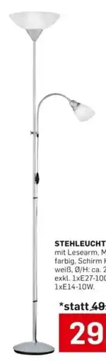 Möbel Ludwig STEHLEUCHTE, mit Lesearm, Metall titanfarbig, Schirm Kunststoff weiß Angebot