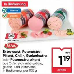 Maximarkt TAM Extrawurst, Putenextra, Pikant, Chili-, Gurkerlextra oder Putenextra pikant Angebot