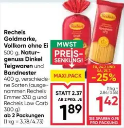 Maximarkt Recheis Goldmarke Vollkorn ohne Ei Angebot