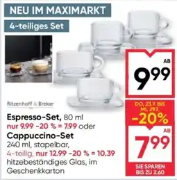 Maximarkt Ritzenhoff & Breker Espresso-Set Angebot