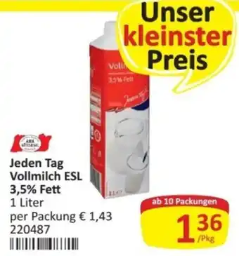 Kastner Jeden Tag Vollmilch ESL Angebot