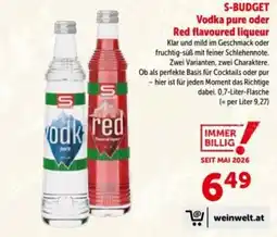 Interspar S-Budget Vodka pure oder Red flavoured liqueur Angebot