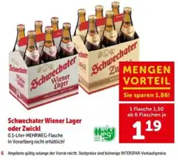 Interspar Schwechater Wiener Lager oder Zwickl Angebot
