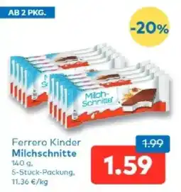 T&G Ferrero Kinder Milchschneite Angebot