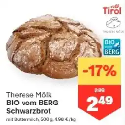 MPreis Therese Mölk BIO vom BERG Schwarzbrot Angebot
