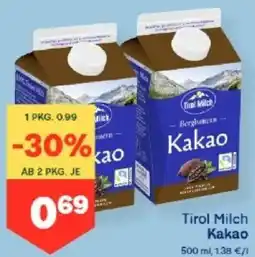 MPreis Tirol Milch Kakao Angebot