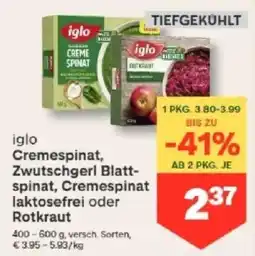 MPreis iglo Cremespinat, Zwutschgerl Blattspinat, Cremespinat laktosefrei oder Rotkraut Angebot