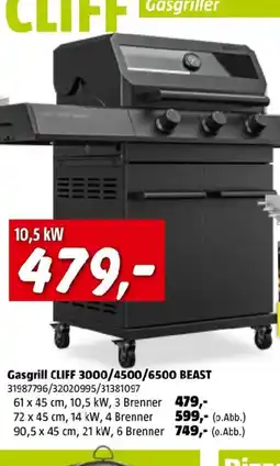Bauhaus Gasgriller cliff 3000/4500/6500 beast Angebot