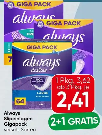 Spar Always Slipeinlagen Gigapack Angebot