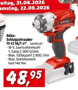 Bauhaus Akku- Schlagschrauber TE-CI 18/1 Li Angebot
