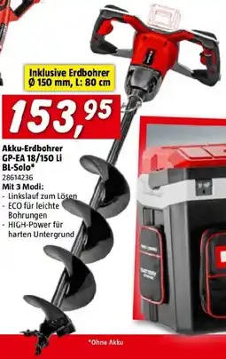 Bauhaus Akku-erdbohrer gp-ea 18/150 li bl-solo Angebot