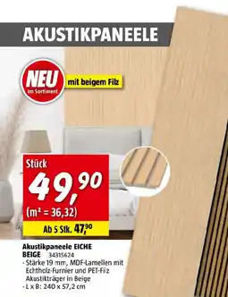 Bauhaus Akustikpaneele eiche beige Angebot