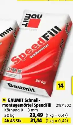 Bauhaus Baumit schnell montagemörtel speedfill Angebot