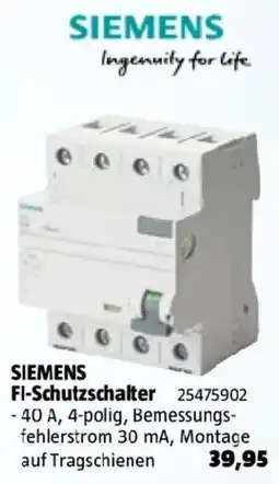 Bauhaus Siemens FI-Schutzschalter Angebot