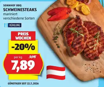 Hofer Sonnhof BBQ Schweinesteaks Angebot