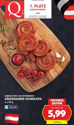 Hofer Käsekrainer-Schnecken Angebot