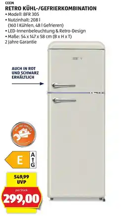 Hofer CEEM Retro Kühl-/Gefrierkombination Angebot