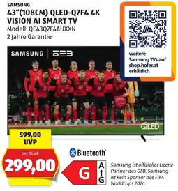 Hofer Samsung 43"(108CM) QLED-Q7F4 4K Vision AI Smart TV Angebot