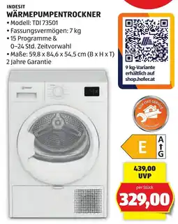 Hofer Indesit Wärmepumpentrockner Angebot