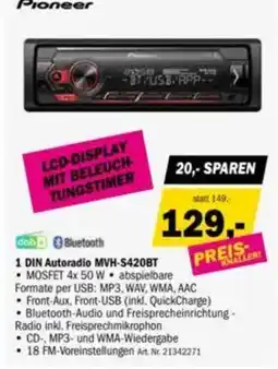 Forstinger Pioneer 1 DIN Autoradio MVH-S420BT Angebot
