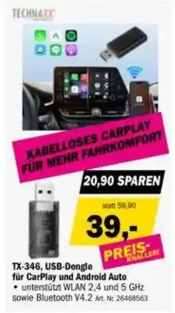 Forstinger TECHNAXX USB-Dongle für CarPlay und Android Auto Angebot