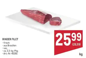 Metro Rinder Filet Angebot