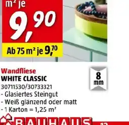 Bauhaus Wandfliese white classic Angebot