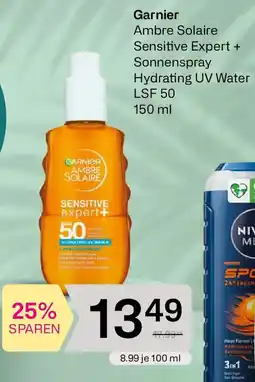 Bipa Garnier Ambre Solaire Sensitive Expert + Sonnenspray Hydrating UV Water LSF 50 Angebot