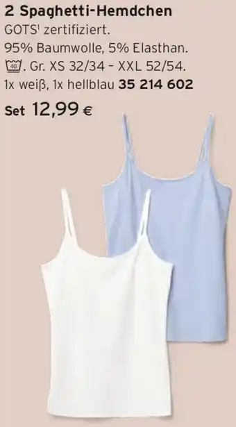 Tchibo Eduscho 2 Spaghetti-Hemdchen Angebot
