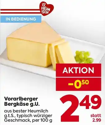 Billa Vorarlberger Bergkäse g.U. Angebot