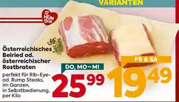 Billa Österreichisches Beiried od. österreichischer Rostbraten Angebot