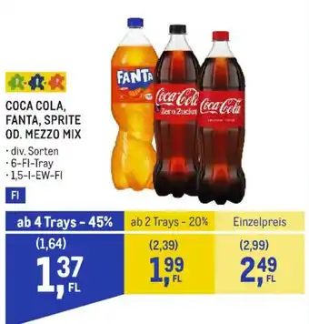 Coca Cola, Fanta, Sprite od. Mezzo Mix