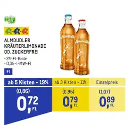 Metro Almdudler Kräuterlimonade od. zuckerfrei Angebot