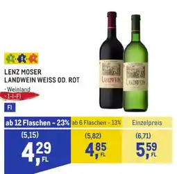 Metro Lenz Moser Landwein Weiss od. Rot Angebot