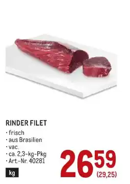 Metro Rinder Filet Angebot