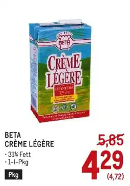 Metro Beta Crème Légère Angebot