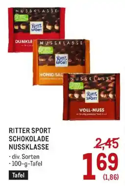 Metro Ritter Sport Schokolade Nussklasse Angebot