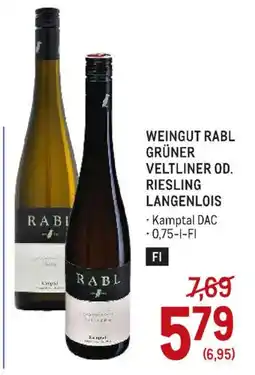 Metro Weingut Rabl Grüner Veltliner od. Riesling Langenlois Angebot