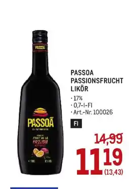Metro Passoa Passionsfrucht Likör Angebot