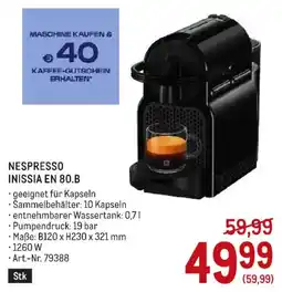Metro Nespresso Inissia EN 80.B Angebot
