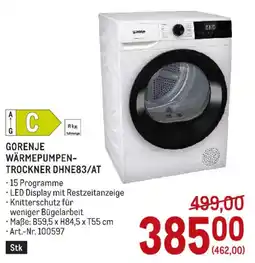 Metro Gorenje Wärmepumpen-Trockner DHNE83/AT Angebot