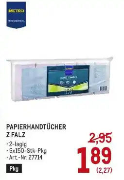 Metro Metro Papierhandtücher Z Falz Angebot
