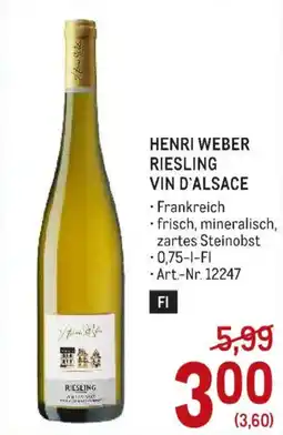 Metro Henri Weber Riesling Angebot