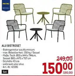 Metro Alu bistroset Angebot