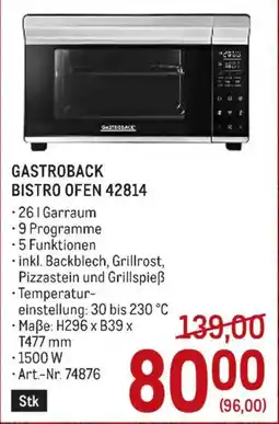 Metro Gastroback Bistro Ofen 42814 Angebot